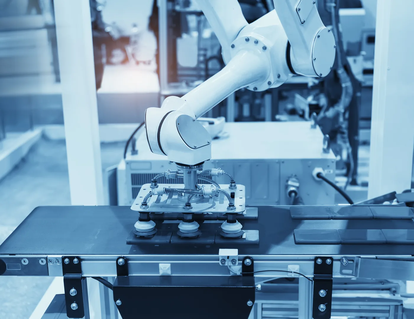 Robotic arm on an automated manufacturing production line