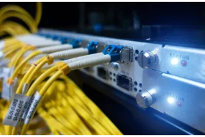 Optic fiber cables connected to data center